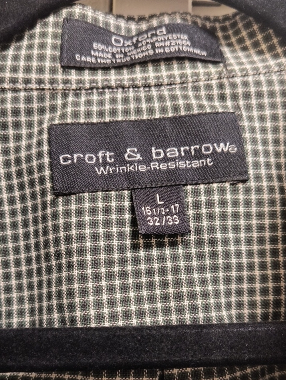 croft & barrow Green and White Checked Button-Up Shirt